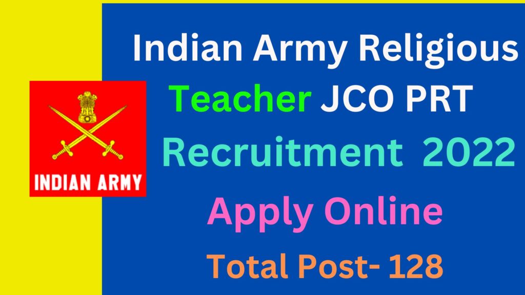 Indian Army Religious Teacher JCO PRT Recruitment Online 2022