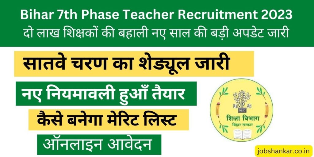 Bihar 7th Phase Teacher Recruitment 2023